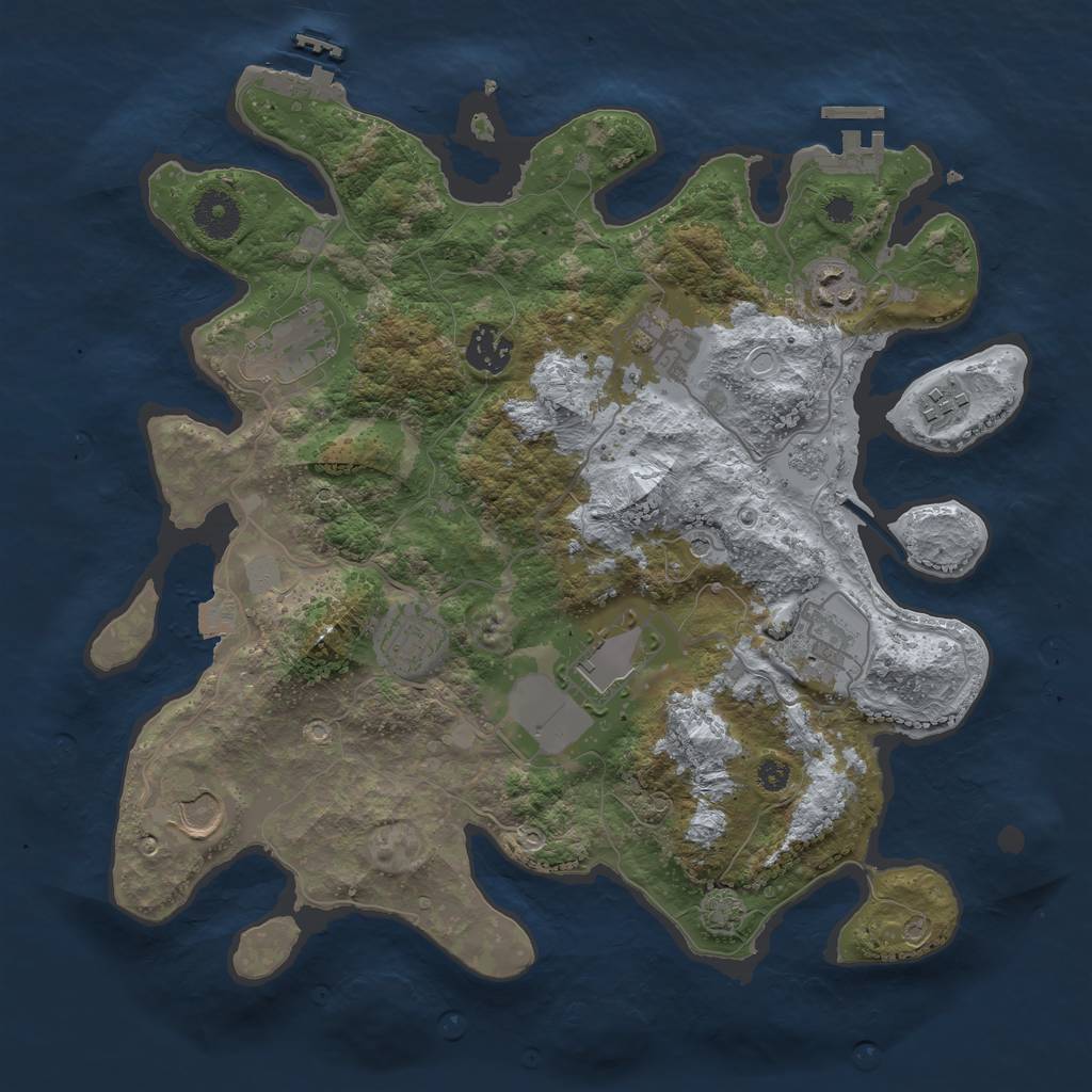 Rust Map: Procedural Map, Size: 3500, Seed: 829290278, 17 Monuments