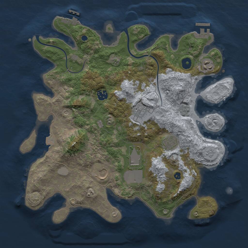 Rust Map: Procedural Map, Size: 3500, Seed: 829290278, 13 Monuments