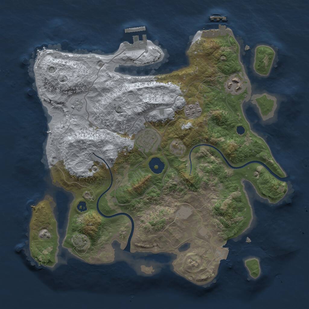 Rust Map: Procedural Map, Size: 3000, Seed: 629373932, 8 Monuments