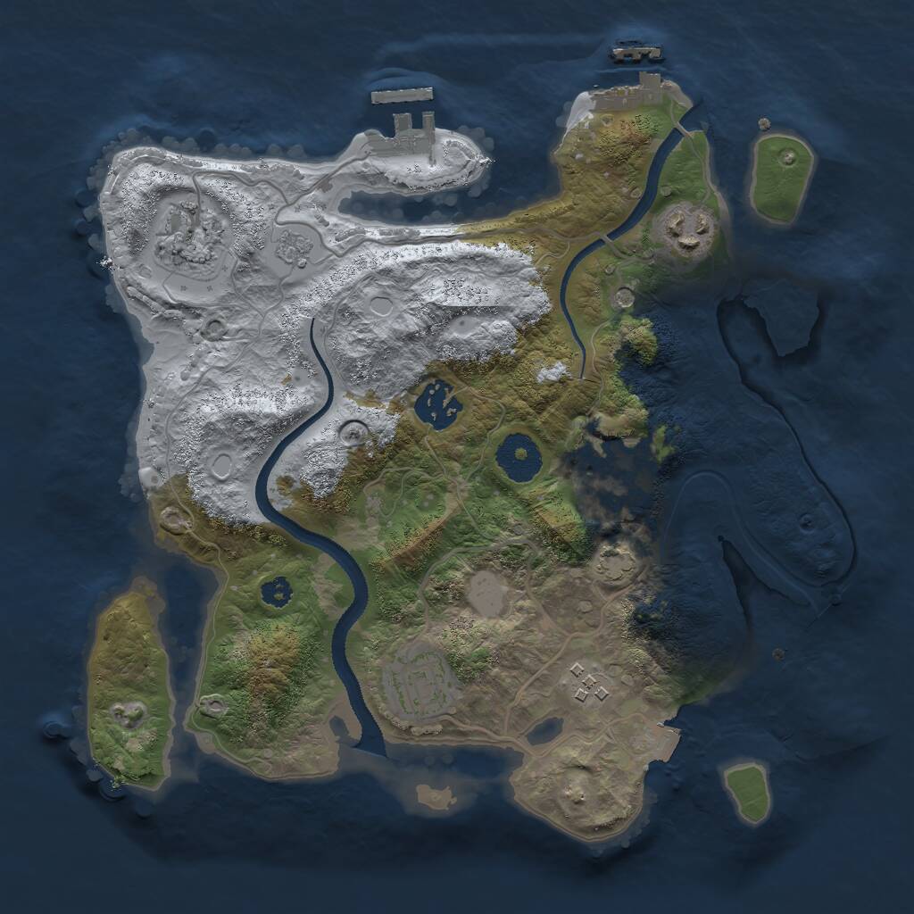 Rust Map: Procedural Map, Size: 3000, Seed: 629373932, 12 Monuments