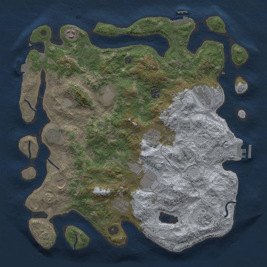 Rust Map: Procedural Map, Size: 4000, Seed: 162270425, 19 Monuments