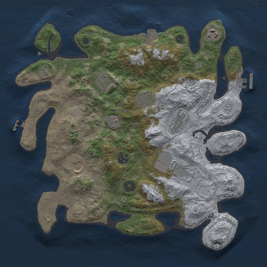 Rust Map: Procedural Map, Size: 3500, Seed: 1208318225, 16 Monuments