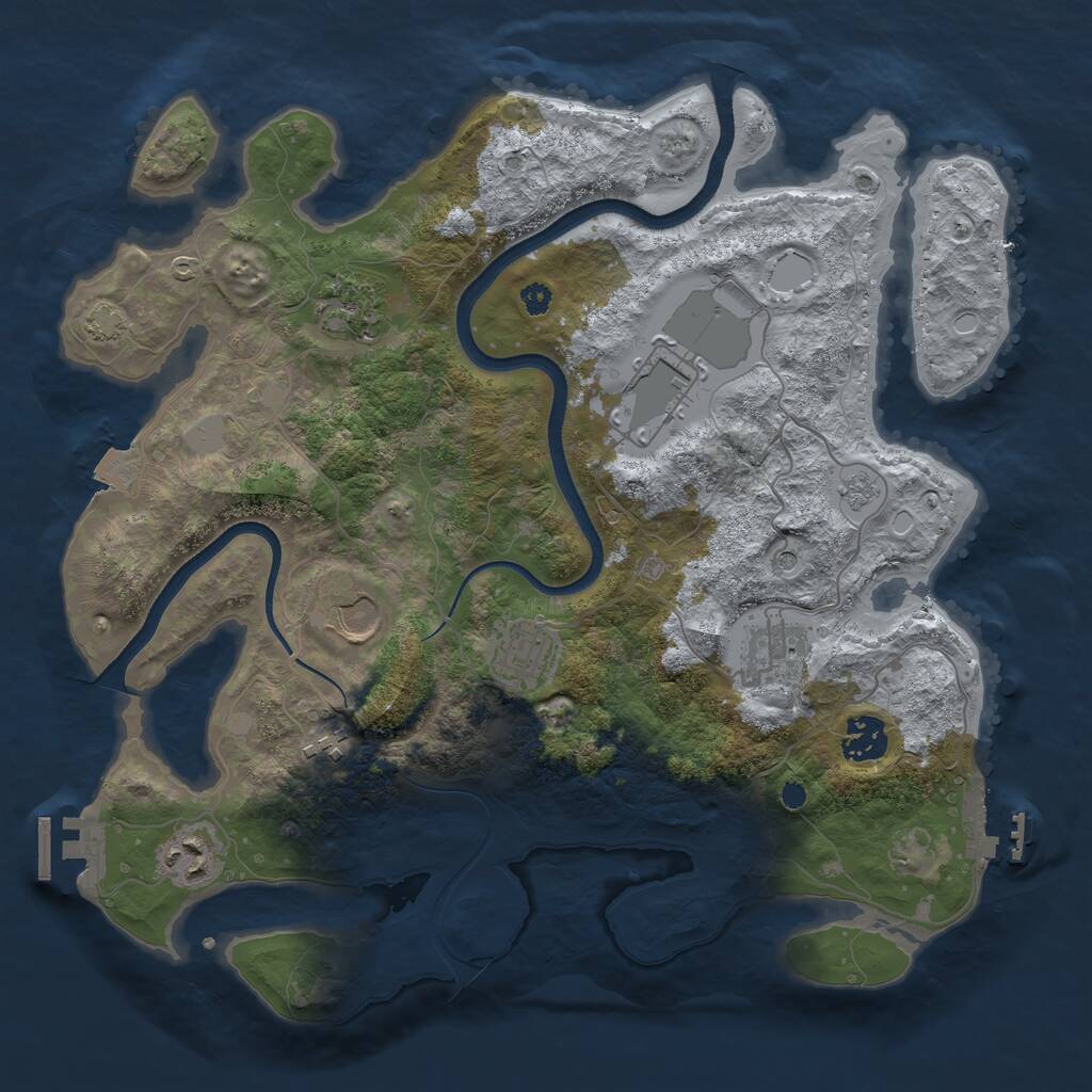 Rust Map: Procedural Map, Size: 3500, Seed: 345379599, 14 Monuments