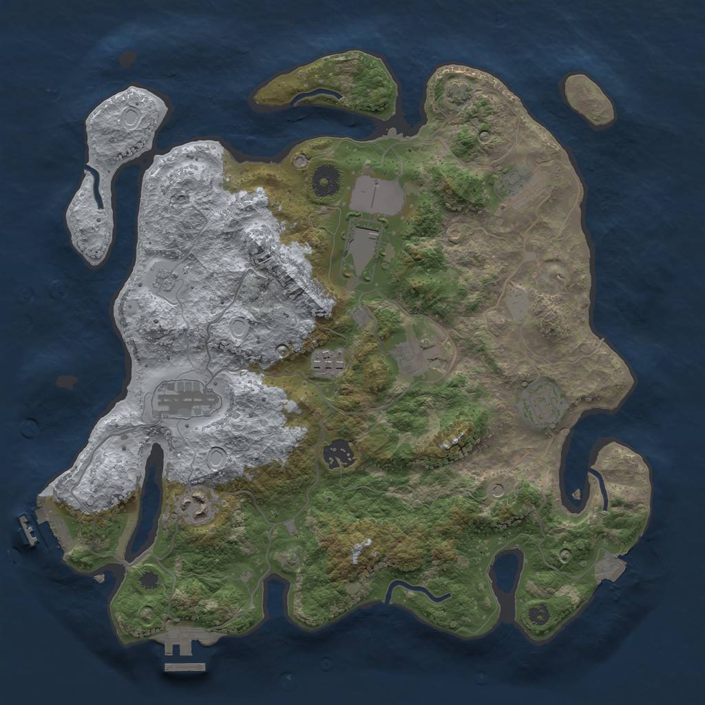 Rust Map: Procedural Map, Size: 3500, Seed: 2105693, 16 Monuments
