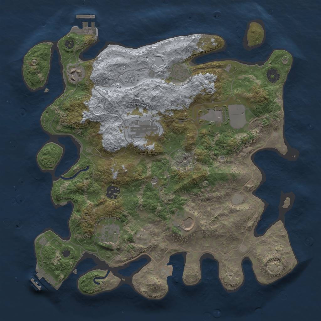 Rust Map: Procedural Map, Size: 3500, Seed: 1607338003, 15 Monuments