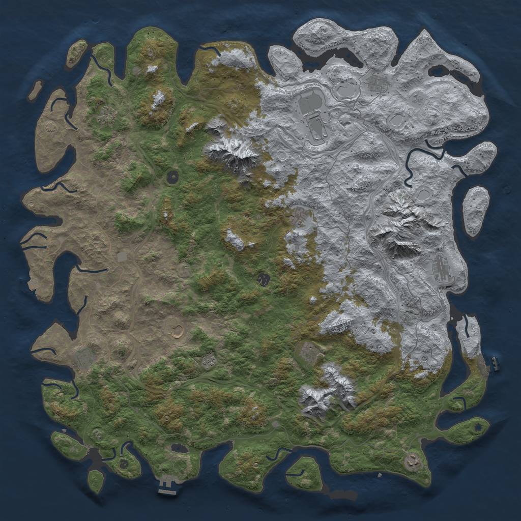 Rust Map: Procedural Map, Size: 6000, Seed: 808115371, 19 Monuments