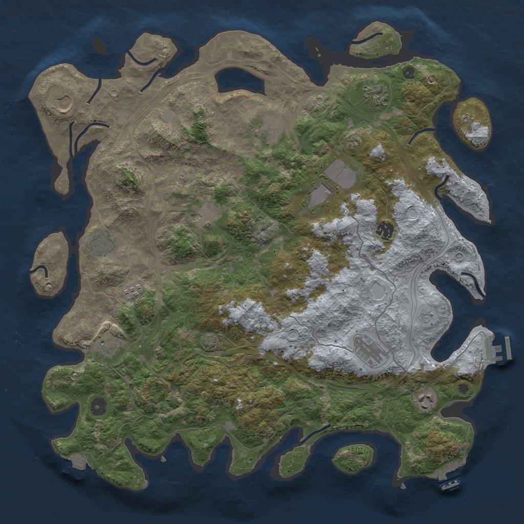 Rust Map: Procedural Map, Size: 4500, Seed: 303456, 19 Monuments