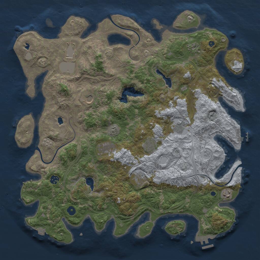 Rust Map: Procedural Map, Size: 4500, Seed: 303456, 16 Monuments
