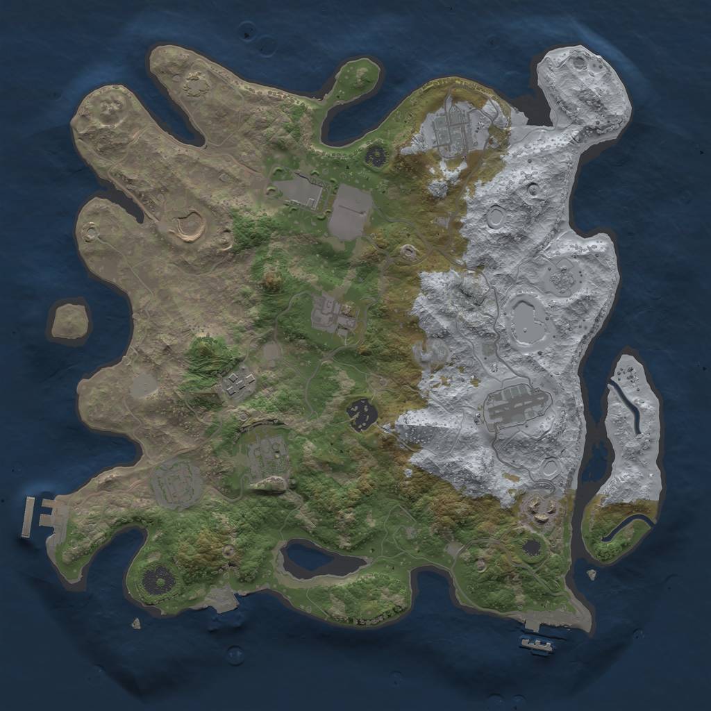 Rust Map: Procedural Map, Size: 3500, Seed: 261019881, 17 Monuments