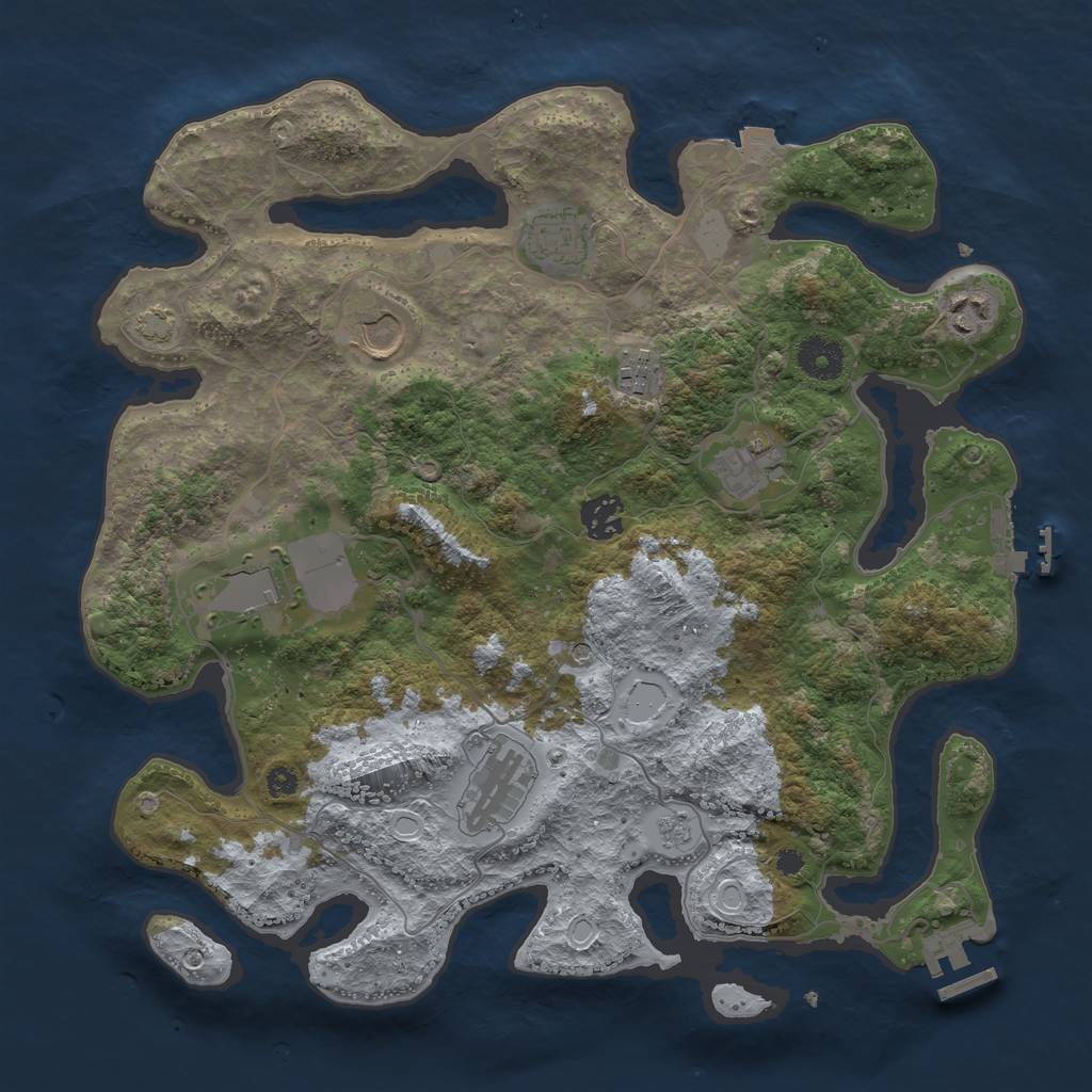 Rust Map: Procedural Map, Size: 3600, Seed: 582598738, 16 Monuments