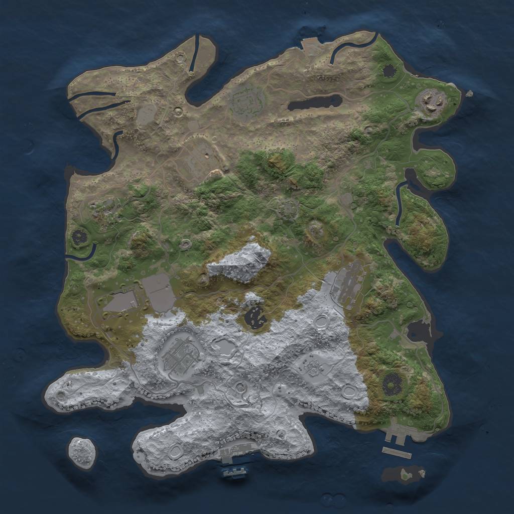 Rust Map: Procedural Map, Size: 3500, Seed: 638425323, 16 Monuments