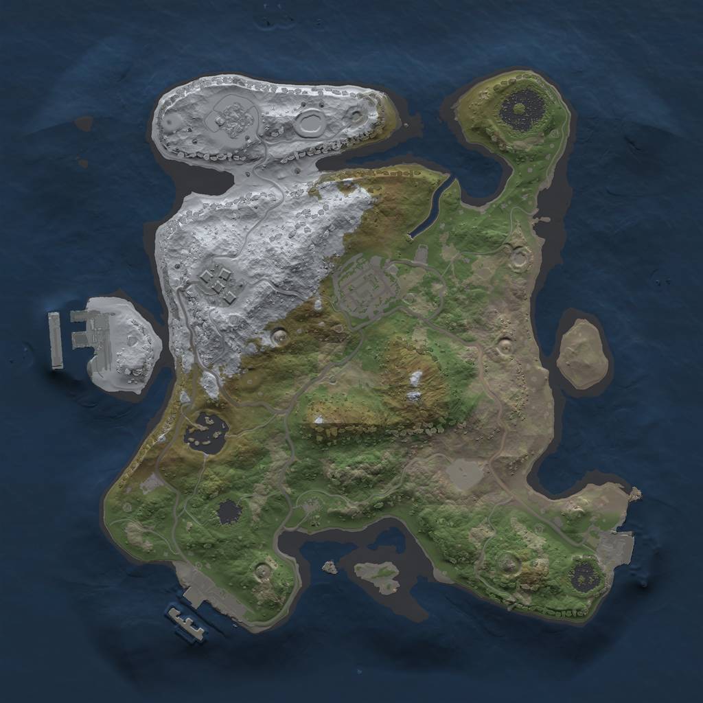 Rust Map: Procedural Map, Size: 2500, Seed: 1179853995, 9 Monuments