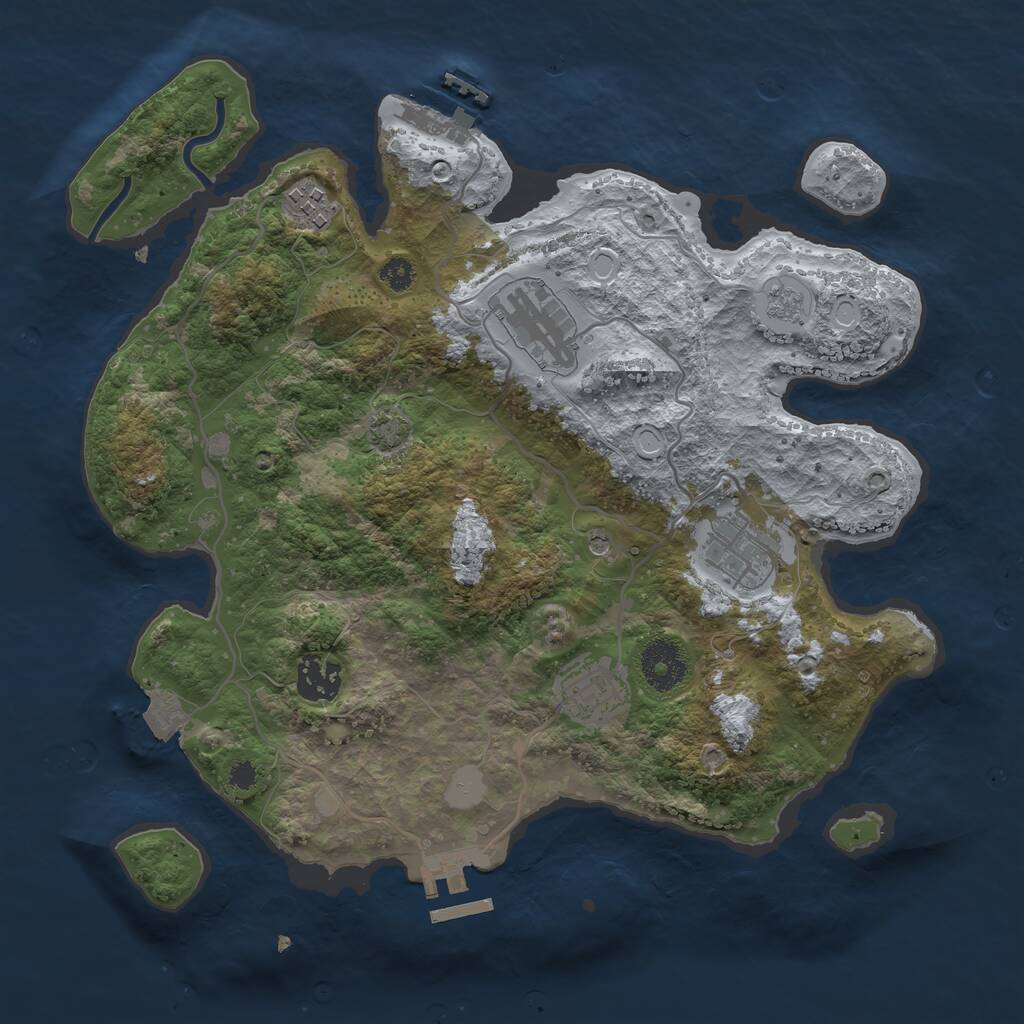 Rust Map: Procedural Map, Size: 3250, Seed: 1371586689, 11 Monuments