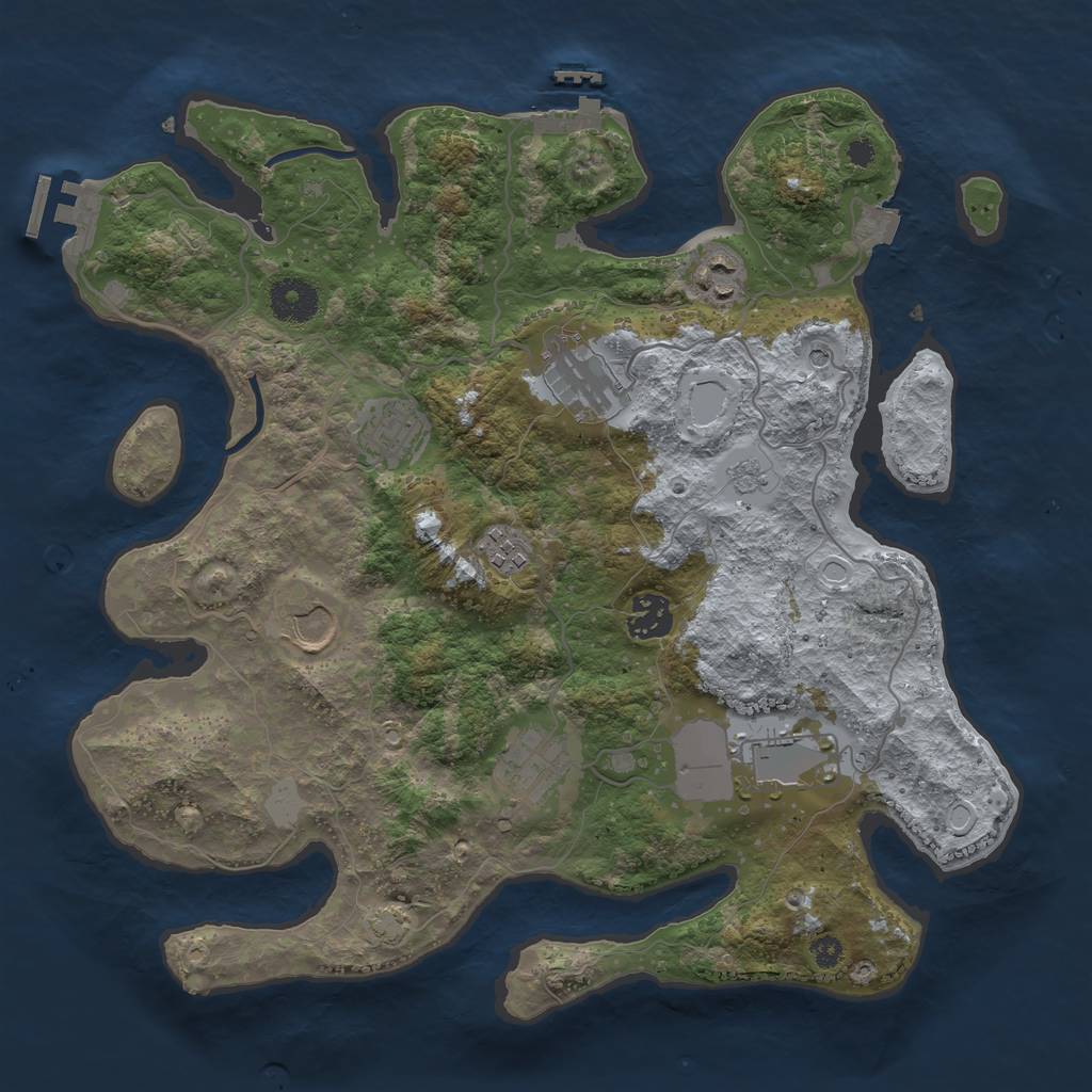 Rust Map: Procedural Map, Size: 3500, Seed: 1039319337, 16 Monuments