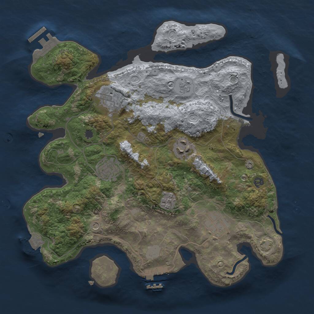 Rust Map: Procedural Map, Size: 3000, Seed: 2092844012, 11 Monuments