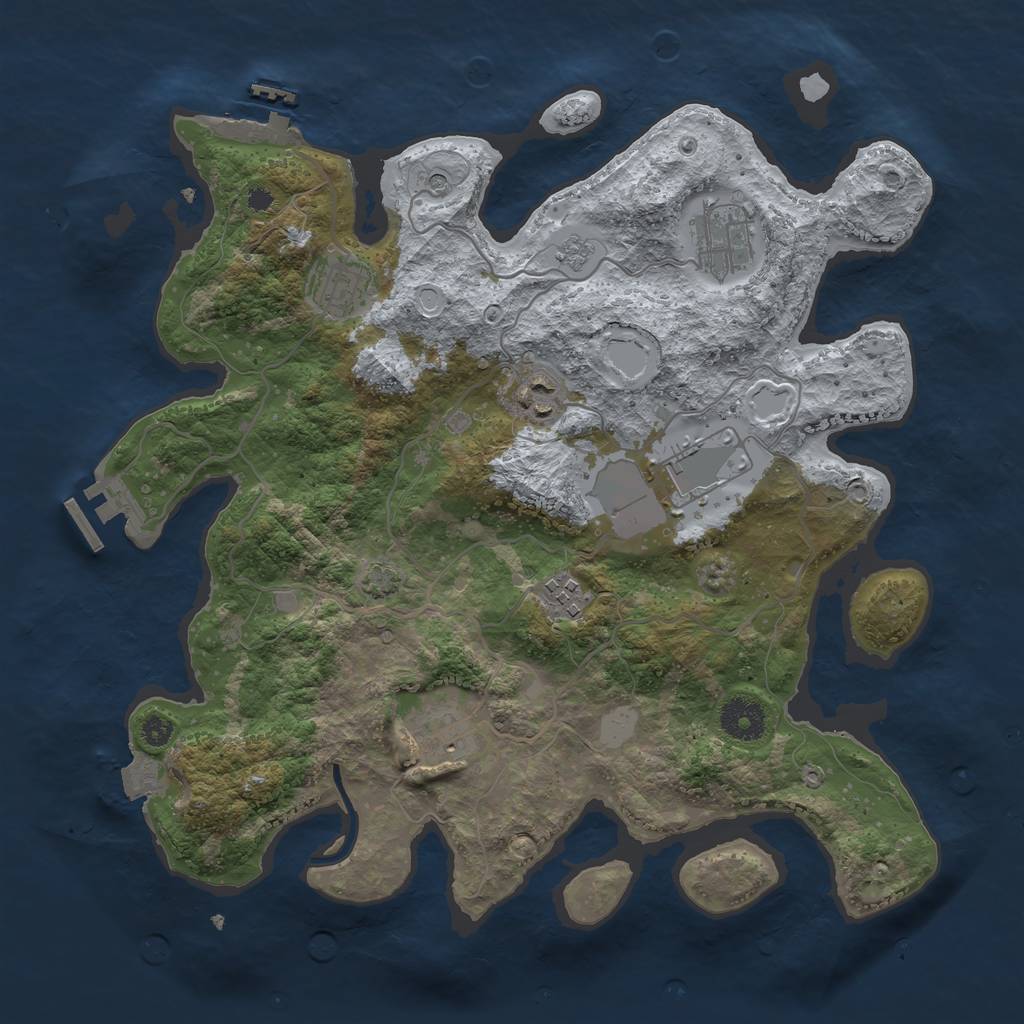 Rust Map: Procedural Map, Size: 3500, Seed: 18431708, 14 Monuments