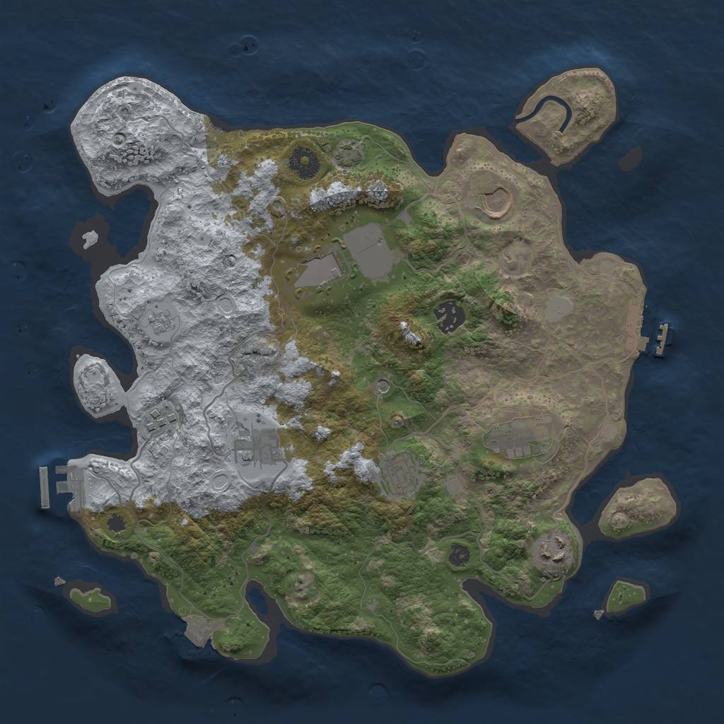 Rust Map: Procedural Map, Size: 3500, Seed: 43421, 16 Monuments