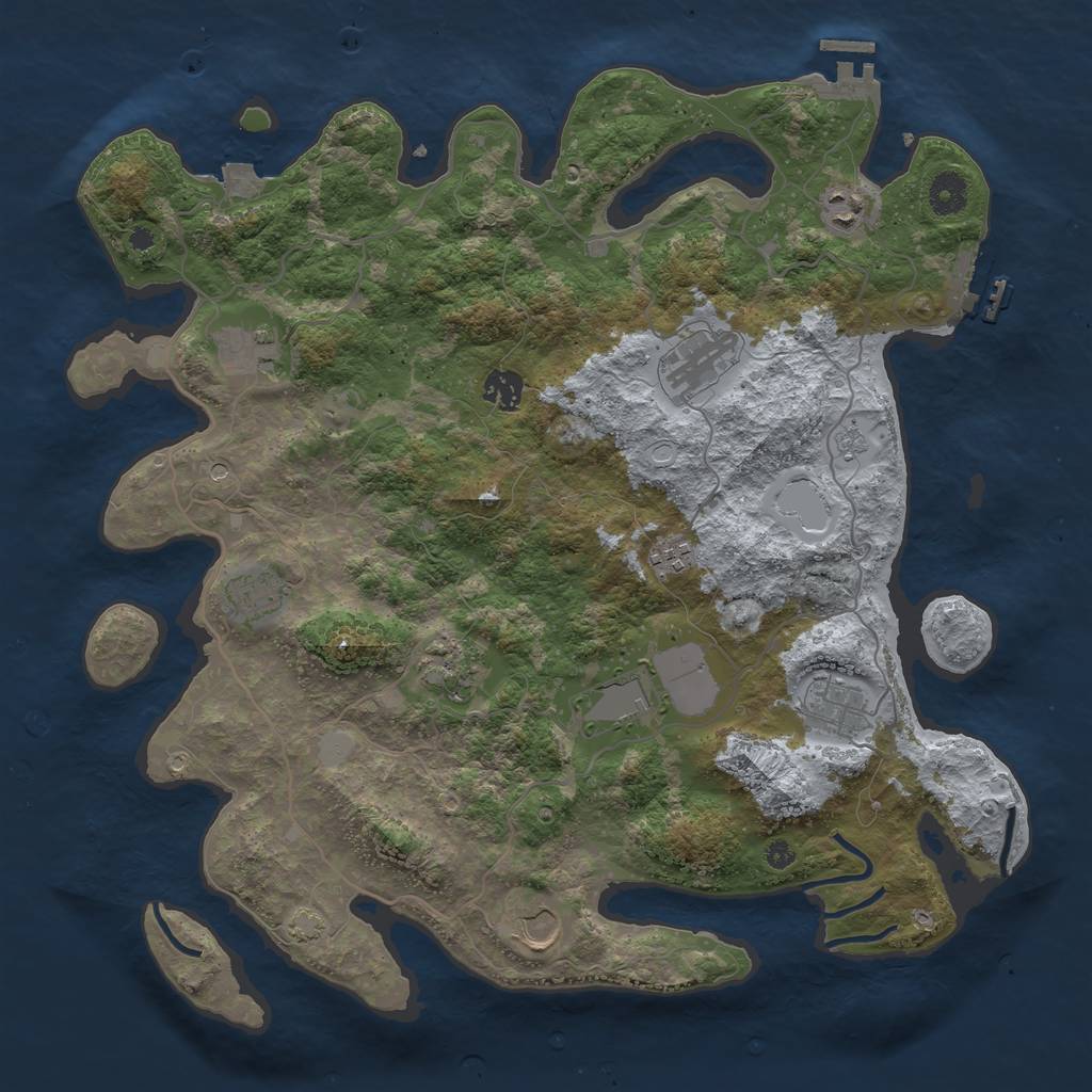 Rust Map: Procedural Map, Size: 4000, Seed: 602024, 18 Monuments