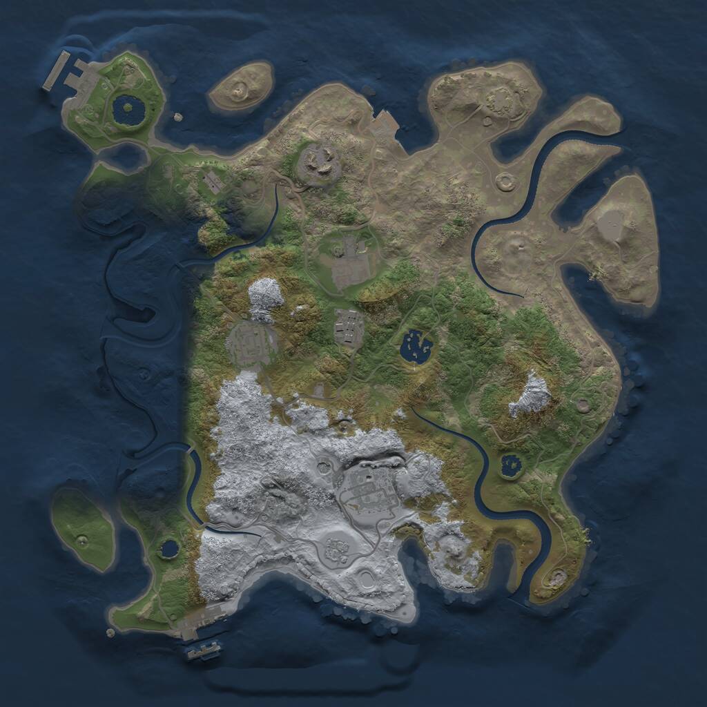 Rust Map: Procedural Map, Size: 3300, Seed: 1902677814, 12 Monuments