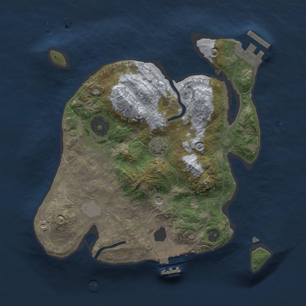 Rust Map: Procedural Map, Size: 2400, Seed: 100001, 7 Monuments