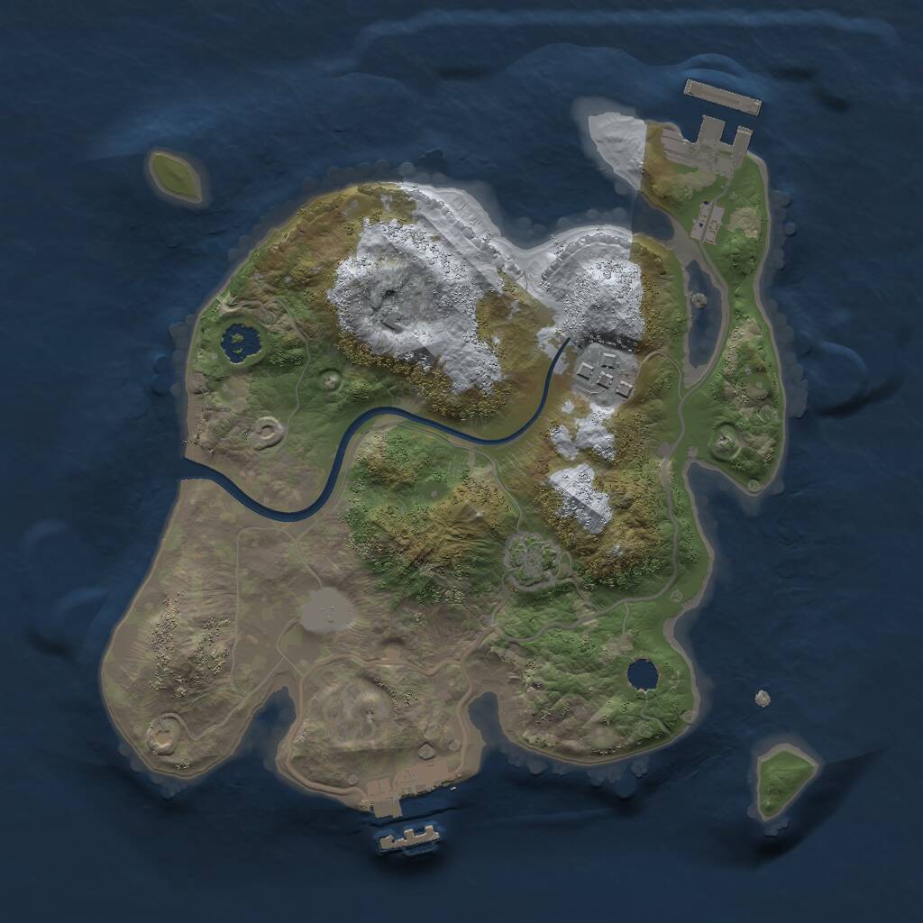 Rust Map: Procedural Map, Size: 2400, Seed: 100001, 5 Monuments