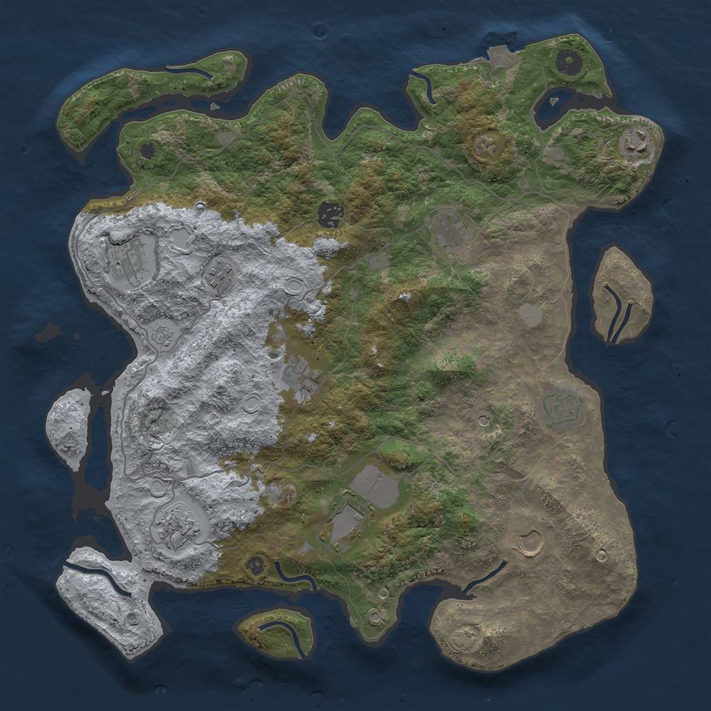 Rust Map: Procedural Map, Size: 4000, Seed: 2117875840, 16 Monuments