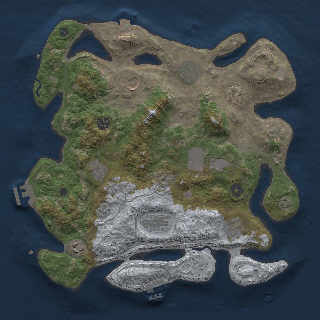 Rust Map: Procedural Map, Size: 3600, Seed: 208, 15 Monuments