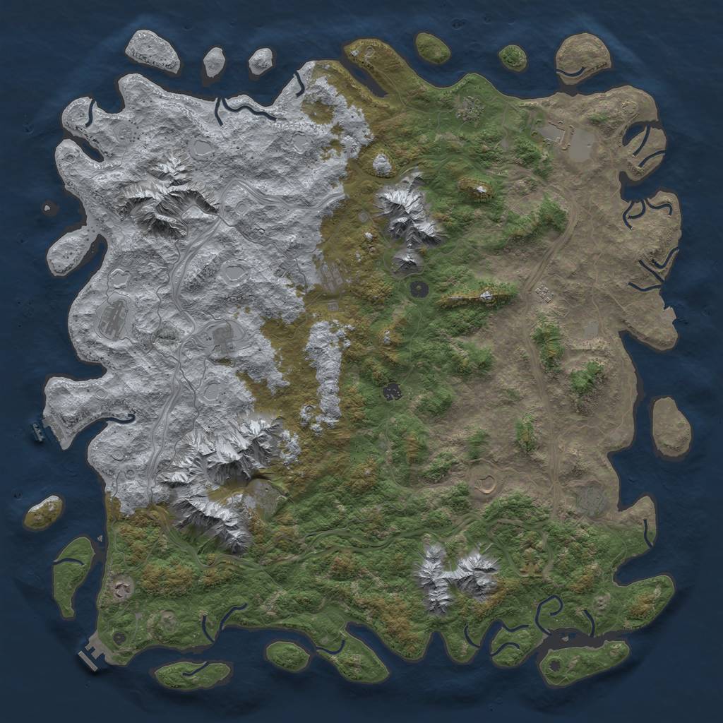Rust Map: Procedural Map, Size: 6000, Seed: 521926010, 19 Monuments