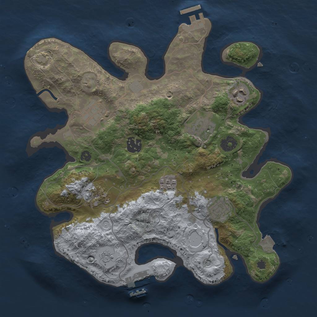Rust Map: Procedural Map, Size: 3000, Seed: 716963928, 15 Monuments