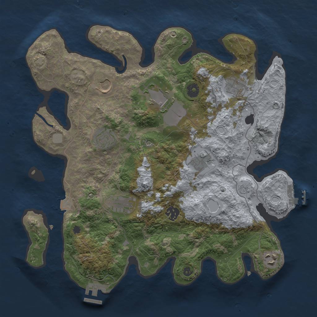 Rust Map: Procedural Map, Size: 3500, Seed: 190940381, 16 Monuments