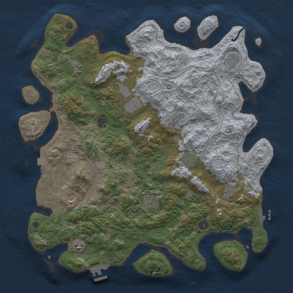 Rust Map: Procedural Map, Size: 4500, Seed: 1647292747, 19 Monuments