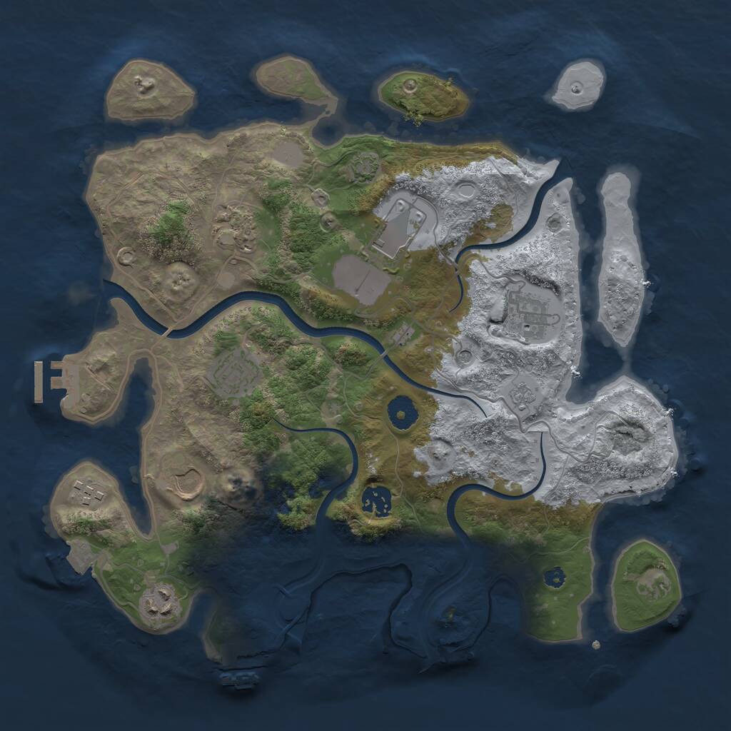 Rust Map: Procedural Map, Size: 3500, Seed: 7653608, 14 Monuments