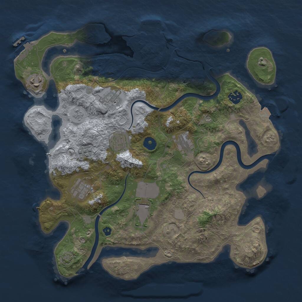 Rust Map: Procedural Map, Size: 3500, Seed: 1155229925, 14 Monuments