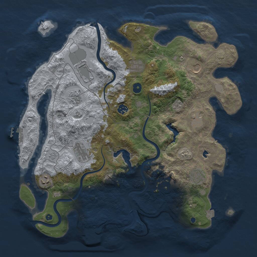 Rust Map: Procedural Map, Size: 4000, Seed: 936786, 17 Monuments