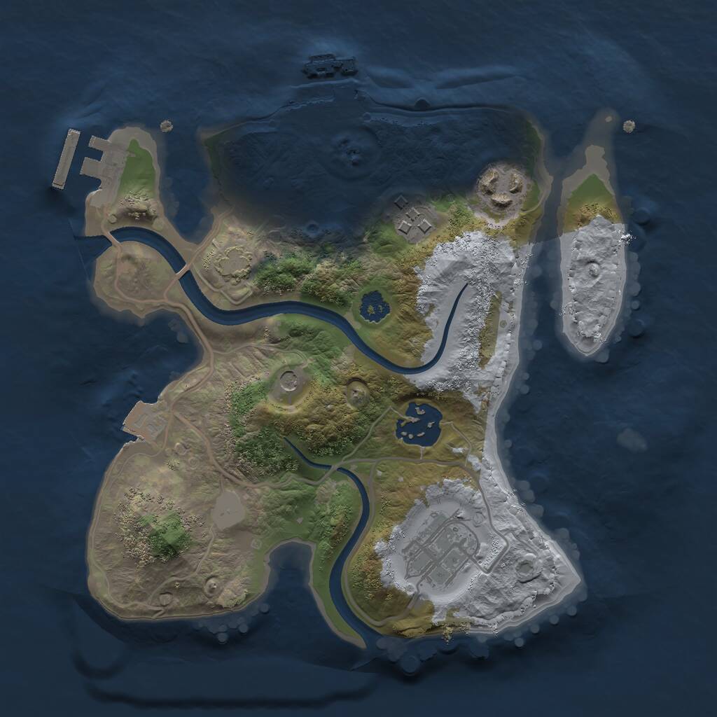 Rust Map: Procedural Map, Size: 2400, Seed: 1009328288, 9 Monuments