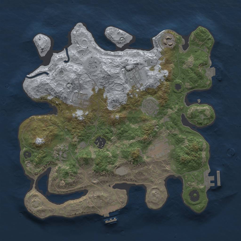 Rust Map: Procedural Map, Size: 3200, Seed: 48, 15 Monuments