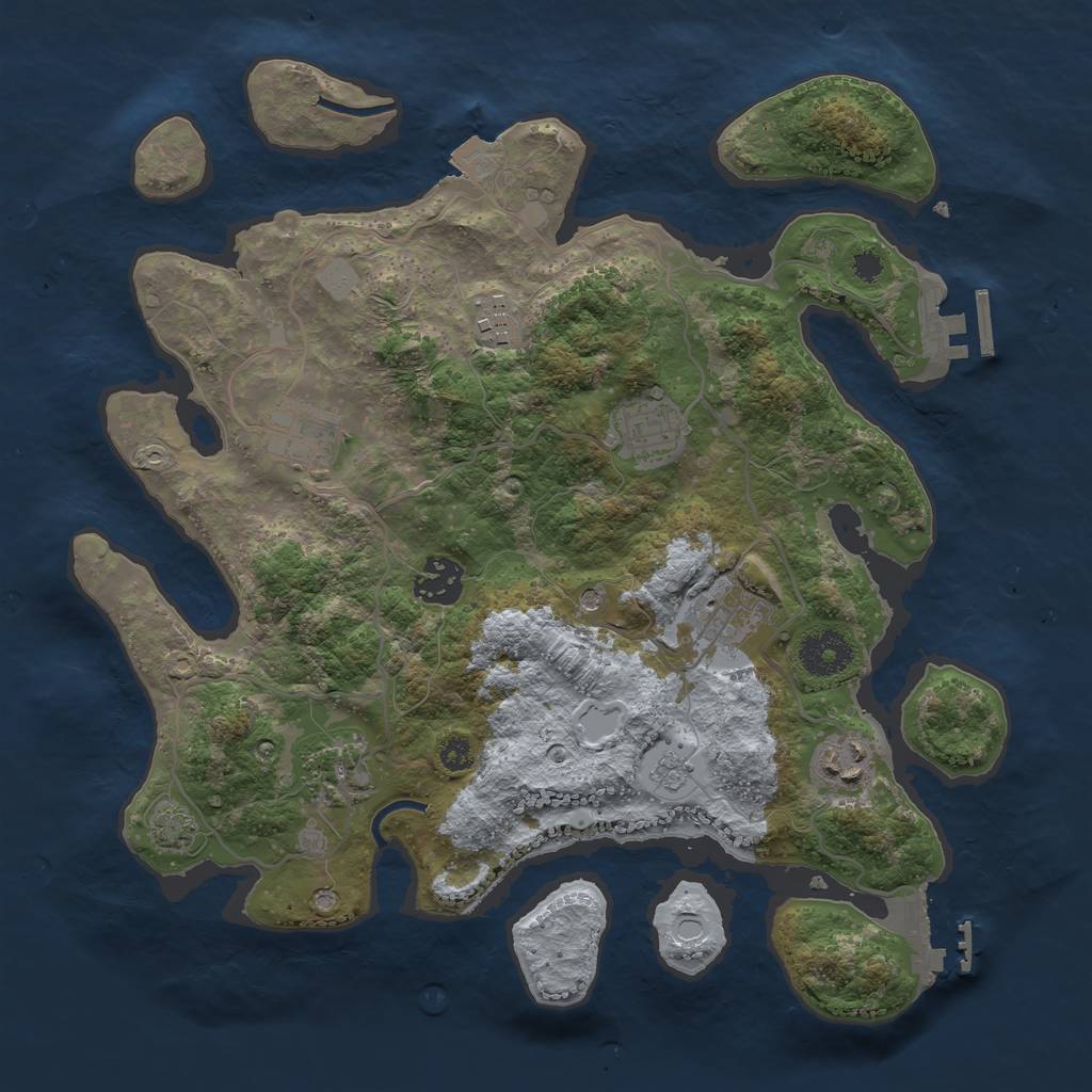 Rust Map: Procedural Map, Size: 3300, Seed: 1041049579, 15 Monuments