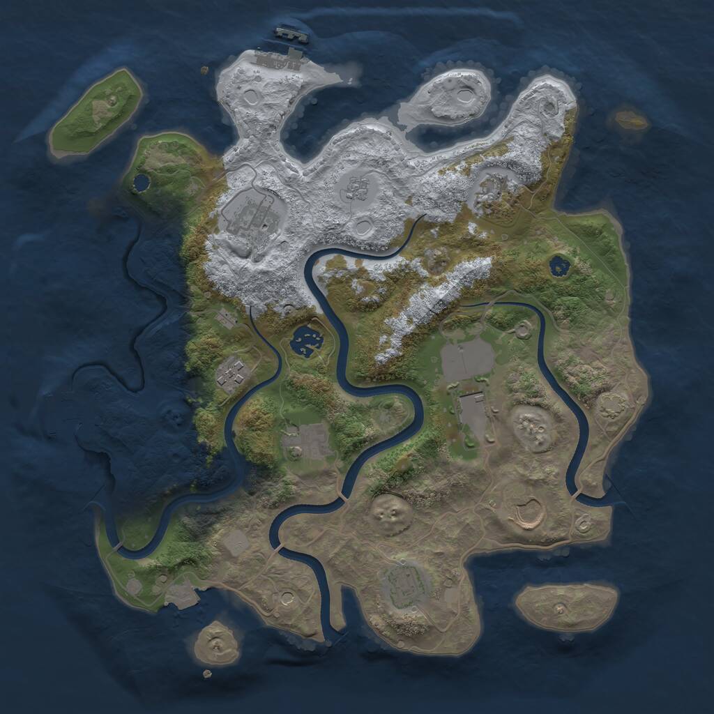 Rust Map: Procedural Map, Size: 3500, Seed: 287746284, 14 Monuments