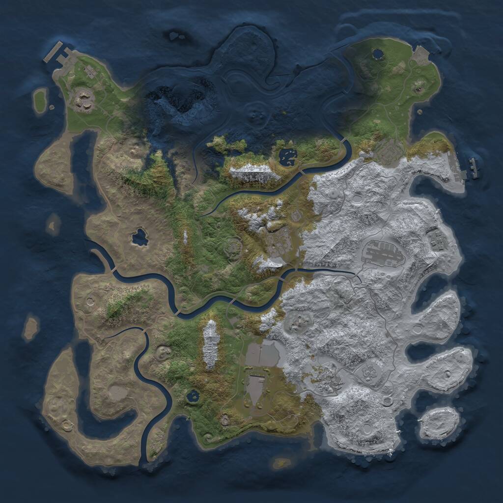Rust Map: Procedural Map, Size: 4000, Seed: 3186975, 14 Monuments