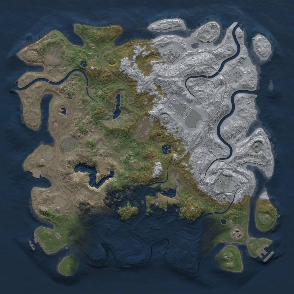 Rust Map: Procedural Map, Size: 4500, Seed: 808115371, 16 Monuments