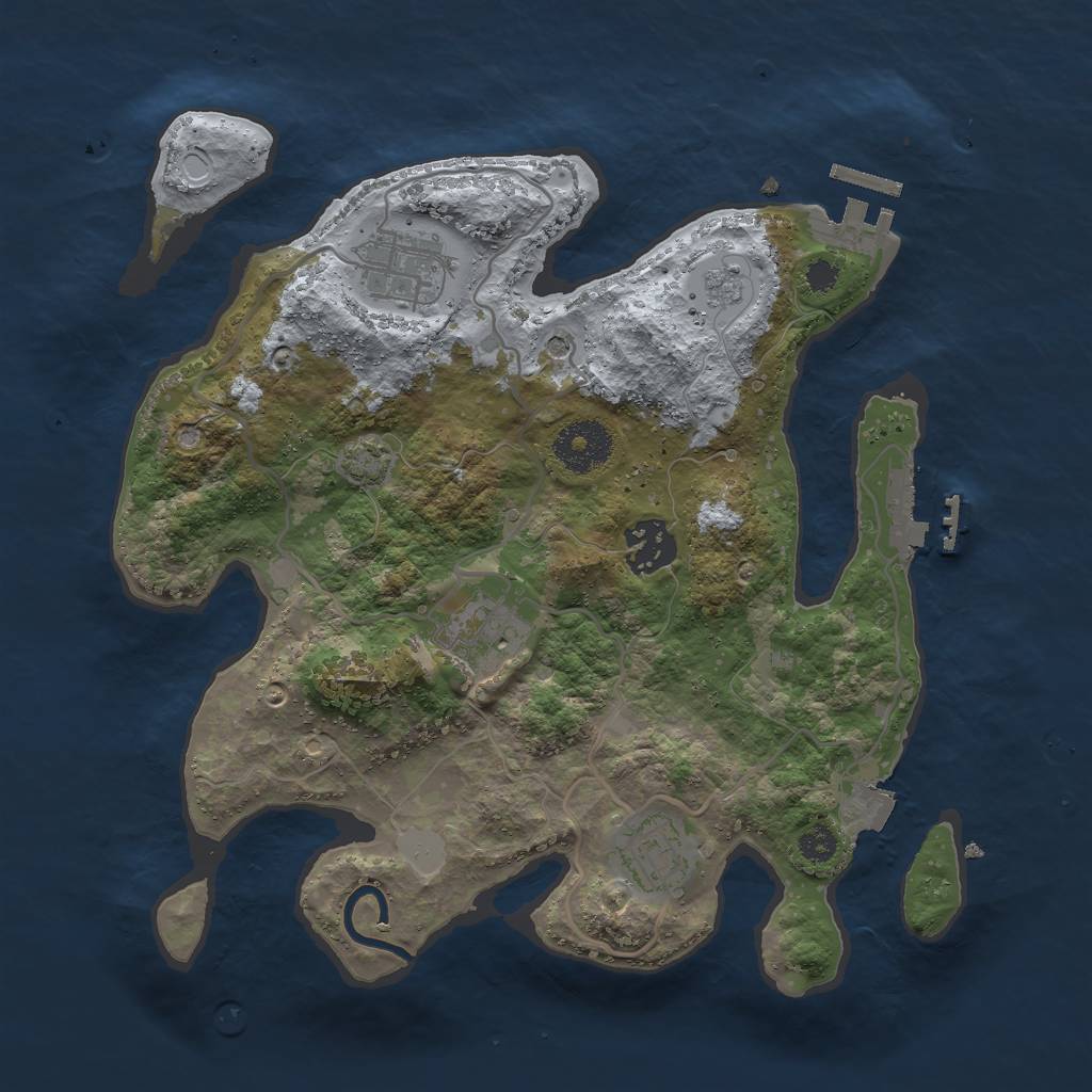 Rust Map: Procedural Map, Size: 3000, Seed: 374209613, 12 Monuments