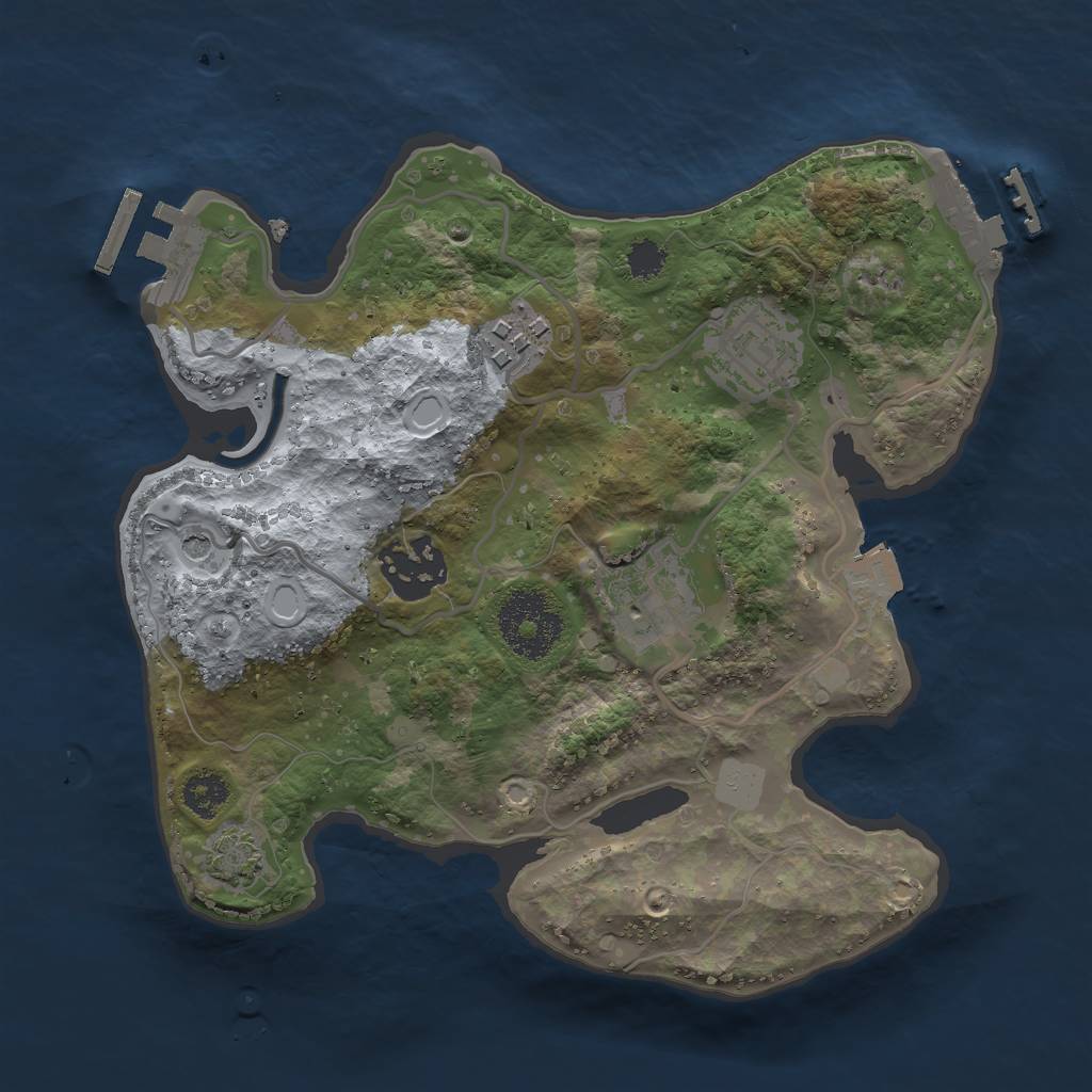 Rust Map: Procedural Map, Size: 2500, Seed: 1291962528, 11 Monuments