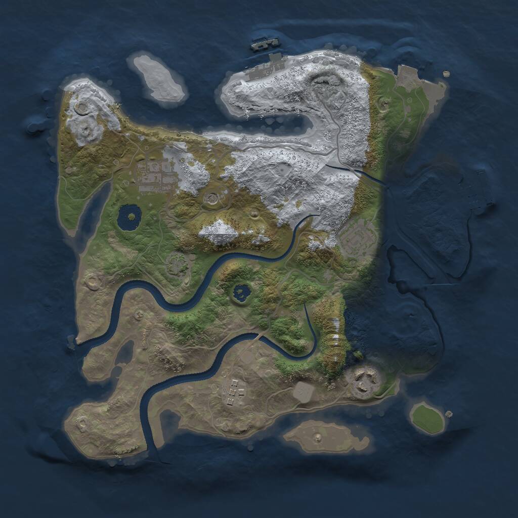 Rust Map: Procedural Map, Size: 3000, Seed: 2654810, 9 Monuments