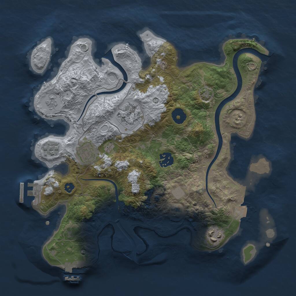 Rust Map: Procedural Map, Size: 3000, Seed: 405586, 10 Monuments