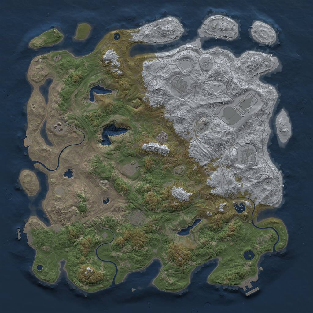Rust Map: Procedural Map, Size: 4500, Seed: 1968936924, 14 Monuments