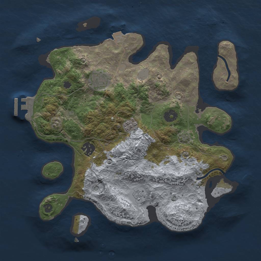 Rust Map: Procedural Map, Size: 3000, Seed: 30217, 10 Monuments