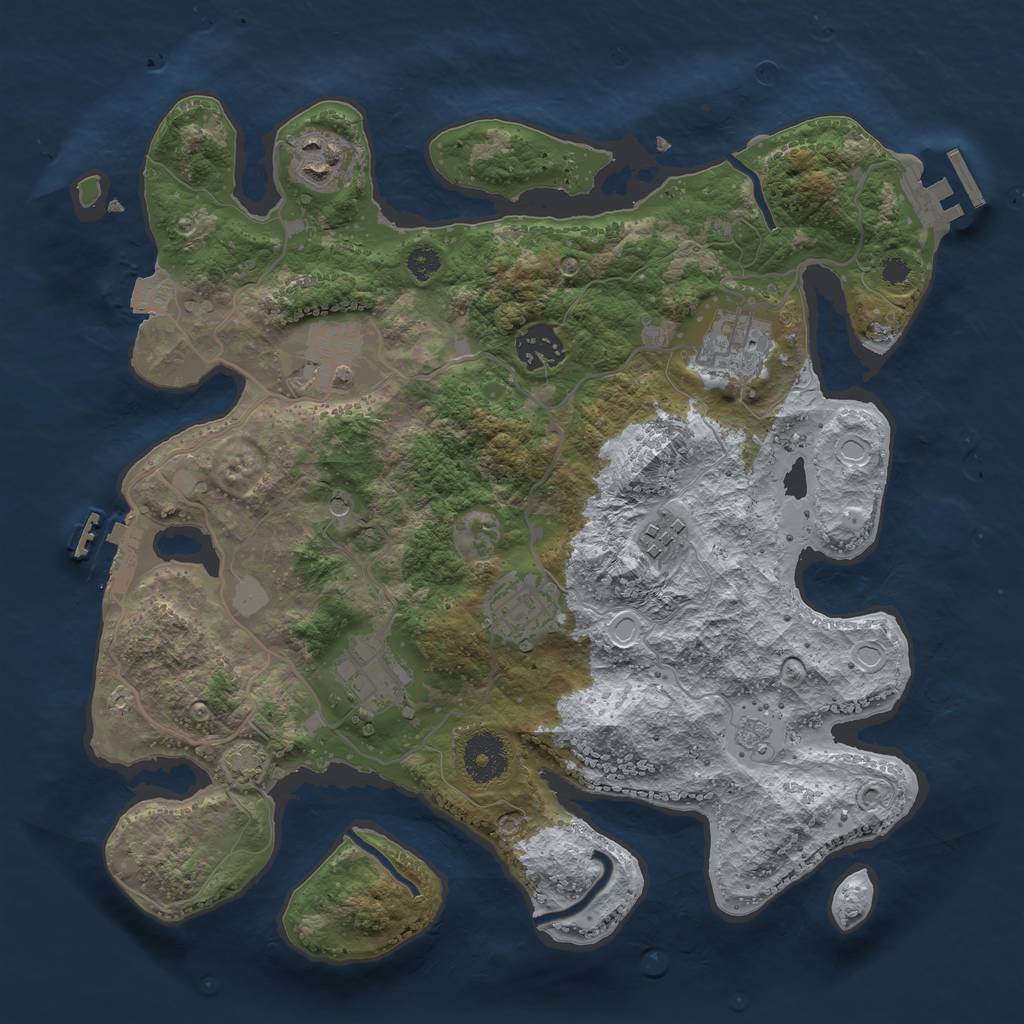 Rust Map: Procedural Map, Size: 3300, Seed: 1155452308, 15 Monuments