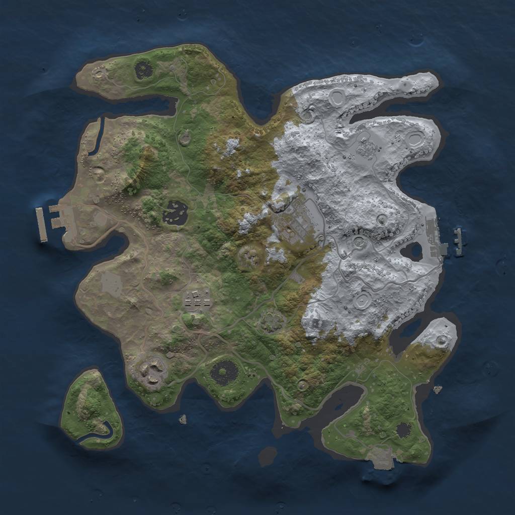 Rust Map: Procedural Map, Size: 3000, Seed: 13346, 12 Monuments