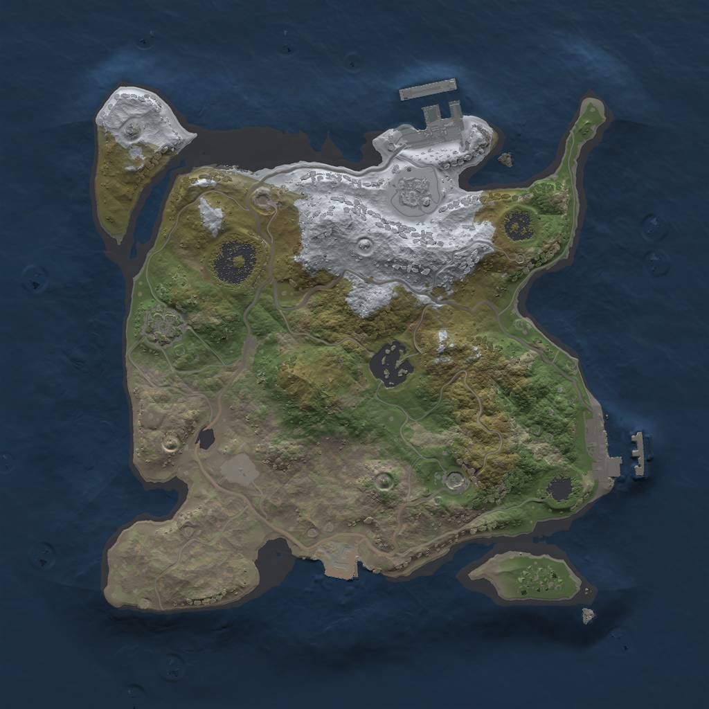 Rust Map: Procedural Map, Size: 2500, Seed: 2654810, 9 Monuments