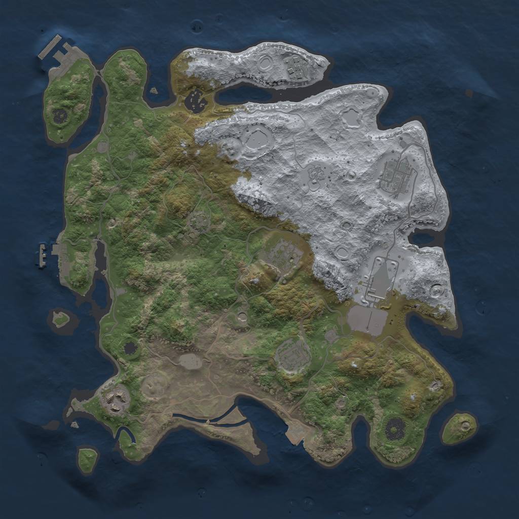 Rust Map: Procedural Map, Size: 3500, Seed: 514735281, 15 Monuments